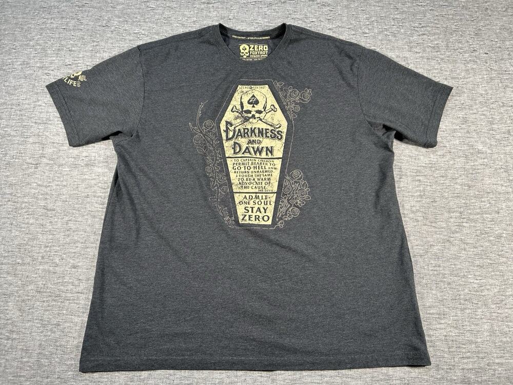 Zero Foxtrot Shirt Mens XXXL Gray Short Sleeve Afterlife Club Member Coffin
